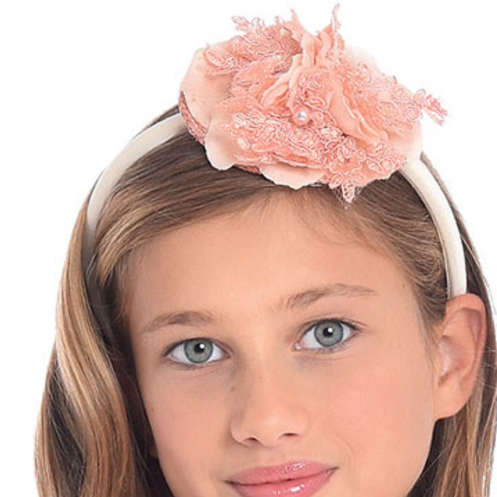 LESY peach headband  with lace & pearl